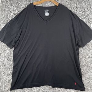 Polo Ralph Lauren V-Neck T-Shirt Men's Size 4XLT (TALL) Black Short Sleeve Logo